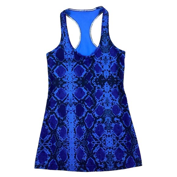 Lululemon Cool Racerback Women Sz 6/8 Sapphire Blue Ziggy Snake Reptile Tank Top - Picture 3 of 10